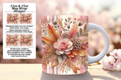 Bold 15oz Mug Wrap Png Design , Autumn Flower Product Image 1