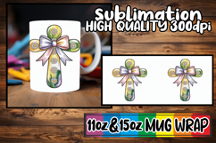 Serene mornings sublimation mug wrap, Cross and Bow Product Image 1