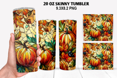 Pumpkins Skinny Tumbler 20oz Wrap Design, Halloween Tumbler Product Image 1
