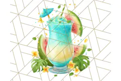 Sky Blue and Sunshine Yellow Summer Clipart PNG, Tropical Product Image 3