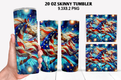 Horse Skinny Tumbler 20oz Wrap Design,4th of july Tumble PNG Product Image 1