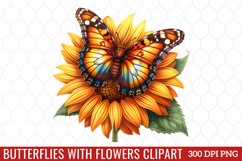 Butterflies With Flowers Clipart Product Image 1