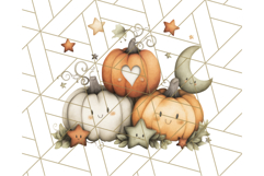 Watercolor Halloween Cottage Clipart, Ghosts &amp; Pumpkins Png Product Image 3