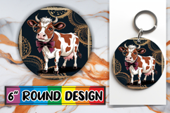 Blissful Keychain Round Style, Cute Cow Product Image 1