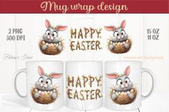 Easter rabbit mug wrap sublimation |Funny Bunny mug design Product Image 1