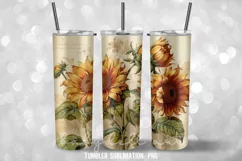 Sunflower Vintage Tumbler Wrap Sublimation Designs Product Image 3