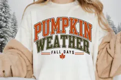 Pumpkin Weather Fall Days PNG, Retro Autumn Typography Product Image 2