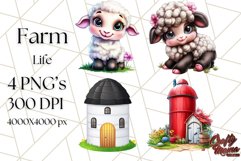 Kids Farm Clipart, Cute Farmer and Farm Animal PNG Product Image 1
