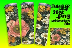 Retro Flower Pattern Sublimation Tumbler - 20oz Magic Product Image 1