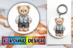 Radiant Ornaments Circle Sublimation PNG, Teddy Bear Product Image 1