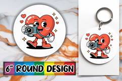 Sweet Sublimation Circle Keychain, Valenines Heart Product Image 1