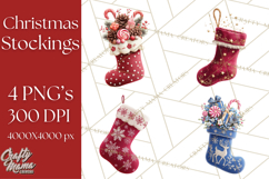 Christmas Stockings Clipart PNG, Festive Holiday Stockings Product Image 1