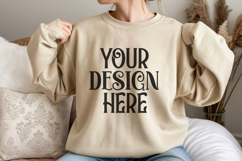 Sand Gildan 18000 Sweatshirt Model Mockups Product Image 1