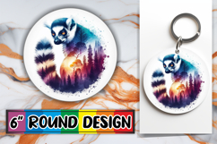 Cozy Circle Keychain Design PNG, Animals Art Product Image 1
