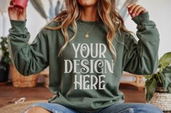 Christmas Gildan 18000 Forest Green Crewneck Sweatshirt Mock Product Image 1