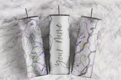 Custom Name Floral Watercolor Silver 20 oz tumbler wrap Product Image 1