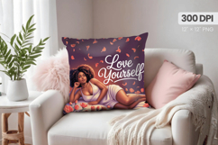 Afro Girl /Woman braided hair Pillow Design, Black Queen PNG Product Image 1