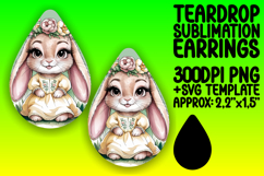 Elegant Teardrop Earrings Design PNG , Cute Bunny Product Image 1