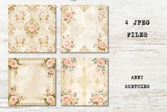 4 Vintage Rococo Rose Scrapbook Papers Junk Journal Bundle Product Image 2