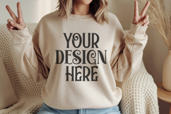 Sand Gildan 18000 Crewneck Sweatshirt Mockups,G18000 Product Image 1