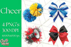 Cheerleader Clipart PNG with Glitter Pom and Color Splash Product Image 1