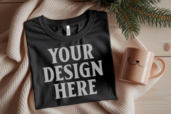 Christmas Bella Canvas 3001 Black Folded Tshirt Mockup Product Image 1