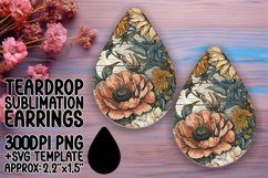 Classic Retro Floral Earring Design Variety PNG Product Image 1