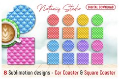 8 Puffy Mermaid Scales Designs. Coaster Sublimation Template Product Image 1