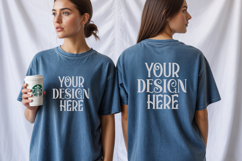 Denim Comfort Colors 1717 Front &amp; back T shirt Mockup Product Image 1