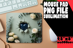 Radiant Mouse Pad Sublimation PNG, 3D Heart Product Image 1