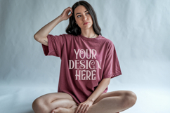 Crimson Comfort Colors 1717 T-shirt Mockups, Real Model Product Image 1
