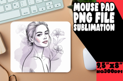 Cheerful Mouse Pad Design PNG, Beauty Woman Product Image 1