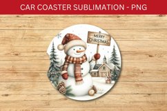 rounded car coaster - snowman Product Image 1
