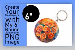Floral Circle Round Keychain Design Pattern Sublimation Product Image 1