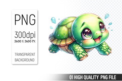 Cute Turtle Clipart PNG, Printable Animals, Wildlife Design Product Image 1