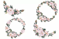 Watercolor wreath pink flowers clipart png hand drawing Product Image 2