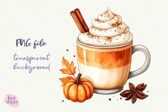 Pumpkin Spice Latte PNG Halloween Ghost Cafe Clipart Product Image 4