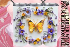 Butterfly with Flowers Tumbler Wrap - 20oz Spring 3D Product Image 1