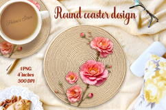 Amazing vintage floral round coaster sublimation design png Product Image 1