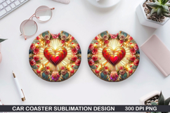 Car Coaster Sublimation, Valentines Coaster PNG Design Product Image 1
