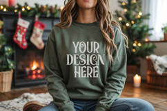 Forest Green Gildan 18500 Sweatshirt Mockup, Unisex mockups Product Image 1