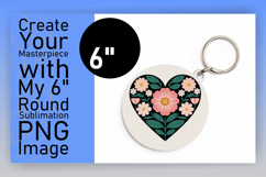 Cute Circle PNG Keychain Design , Flowers Heart Product Image 1