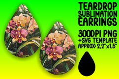 Elegant Floral Oil Teardrop Earrings for Custom Sublimation Product Image 1