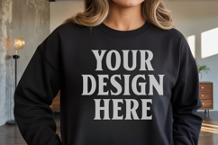 Black Gildan 18000 Crewnwck Sweatshirt Mockup, gildan 18000 Product Image 1