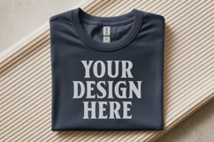 Gildan 64000 Navy Folded Tshirt Mockup Product Image 1