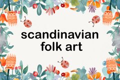 Modern watercolor floral clipart, scandinavian folk art Product Image 1