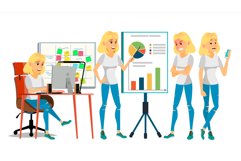 Business Woman Character Vector. Blonde Elegant Modern Girl. Product Image 1