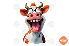 Funny Farm Animals Watercolor PNG | Cow Pig Rooster Horse Product Image 1