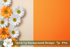 Chamomile Flowers Background Mockup, Orange Background Product Image 1