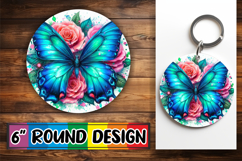 Joyful Circle Coasters Sublimation, Butterfly Product Image 1